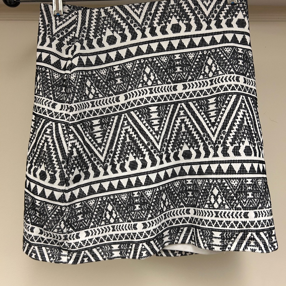 Francesca's Collections Black and White Skater Mini Skirt